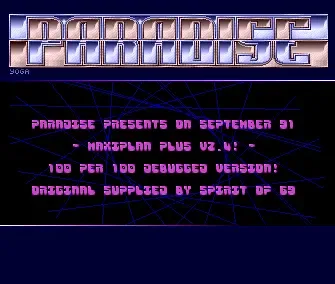 Maxiplan Plus v2.4 - by Paradise - 1991 - Cracktro