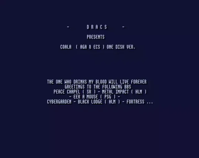 Coala One Disk - by Dracs - 1994 - Cracktro