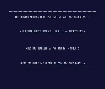Ultimate Soccer Manager AGA - by Prestige - 1994 - Cracktro