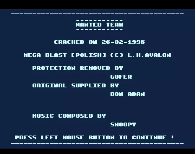 Mega Blast - by Wanted Team - 1996 - Cracktro