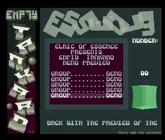 Empty Tankard Preview - by Essence - 1993 - Intro