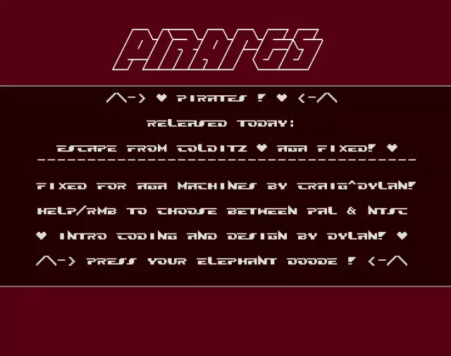 Escape from Colditz AGA Fixed - by Pirates - Cracktro